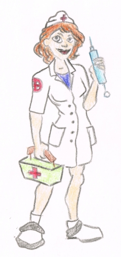 Zdravotní sestra; nakreslila Adéla Dostálková