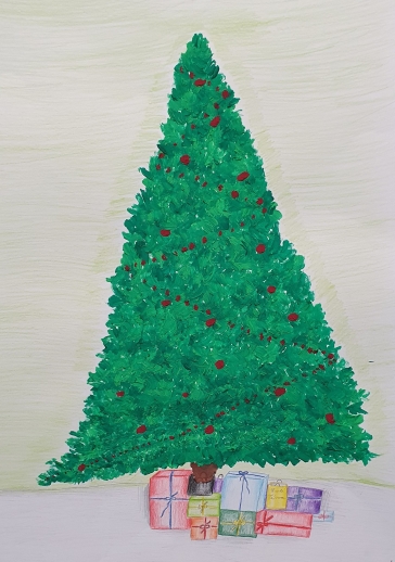 Vánoční stromeček; nakreslila Elena Přibylová